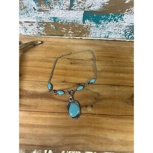 Novadab Necklace Turquoise Pendant Southwestern Design 19” Necklace